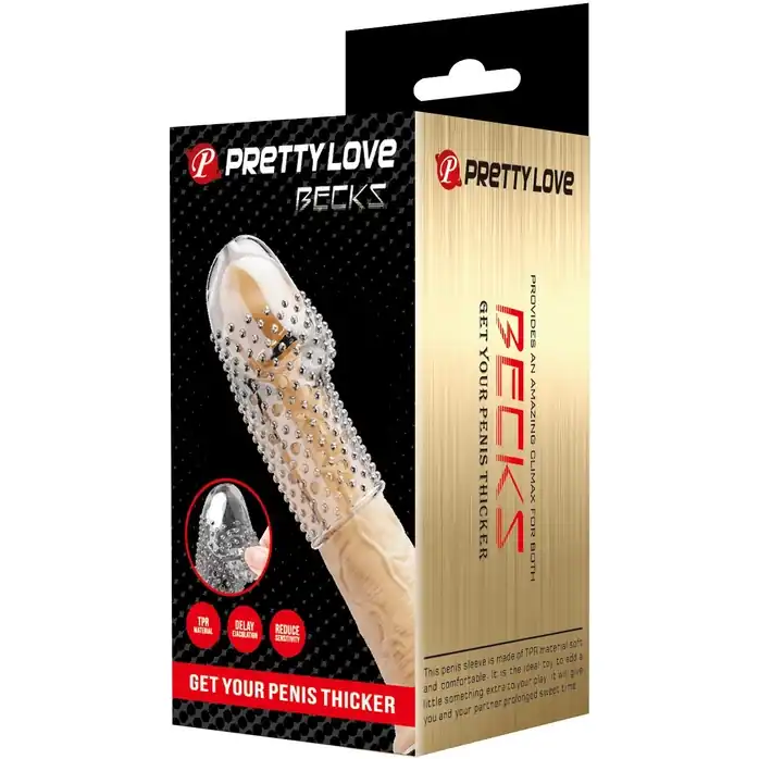 Прозрачная текстурированная насадка на пенис Becks - 8 см - Pretty Love. Фотография 3.