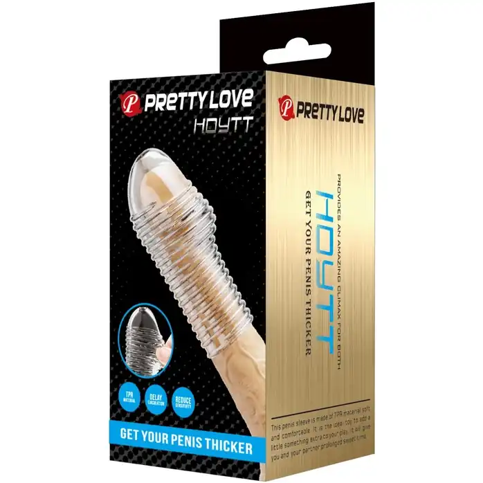 Прозрачная насадка на пенис с ребрышками Hoytt - 9 см - Pretty Love. Фотография 3.