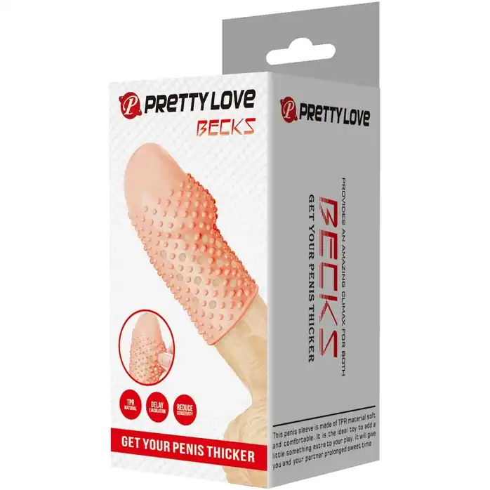 Телесная текстурированная насадка на пенис Becks - 8 см - Pretty Love. Фотография 3.