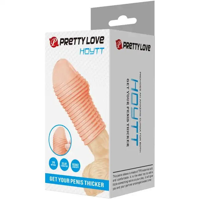 Телесная насадка на пенис с ребрышками Hoytt - 9 см - Pretty Love. Фотография 3.