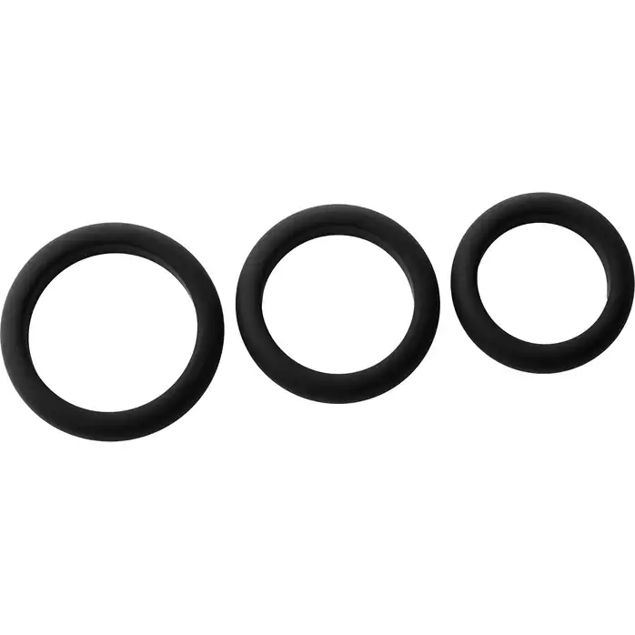 Набор из 3 черных эрекционных колец Smooth Silicone Cockring Pack - Ramrod. Фотография 5.