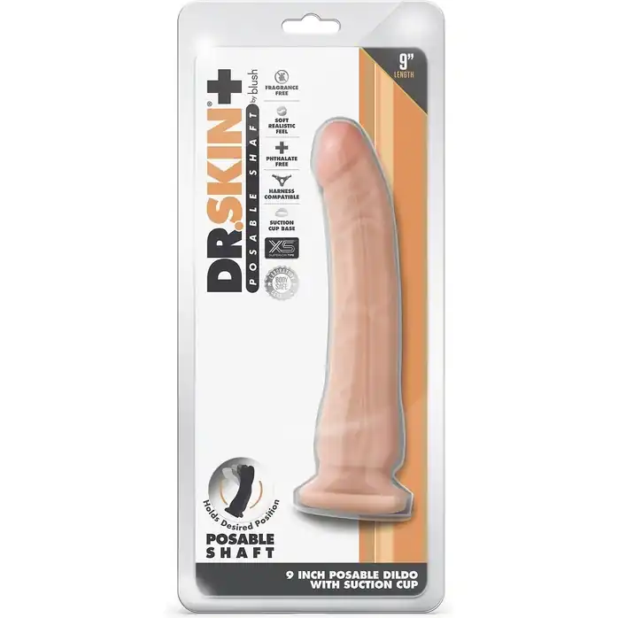 Телесный фаллоимитатор на присоске 9-Inch Posable Dildo - 22,8 см - Dr. Skin Plus. Фотография 4.