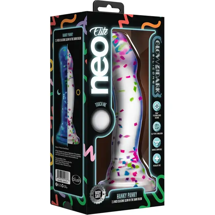 Прозрачный люминесцентный фаллоимитатор Hanky-Panky - 19 см - Neo Elite. Фотография 2.