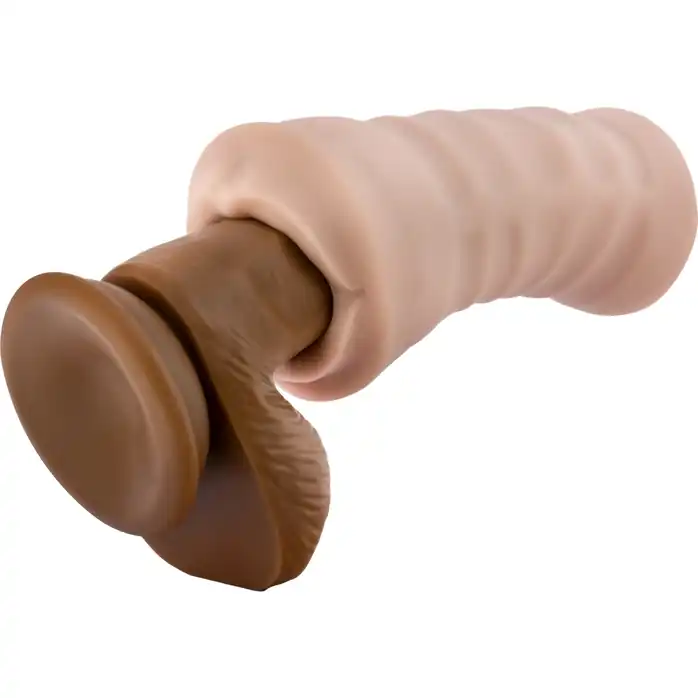 Телесный мастурбатор-ротик Nicole Vibrating Masturbator - Enlust. Фотография 4.