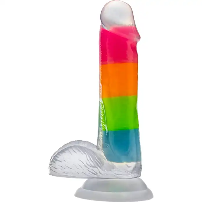 Яркий люминесцентный фаллоимитатор Rainbow Rave - 16,5 см - Neo Elite. Фотография 3.