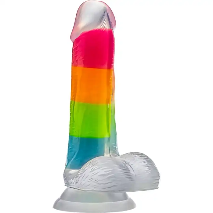 Яркий люминесцентный фаллоимитатор Rainbow Rave - 16,5 см - Neo Elite