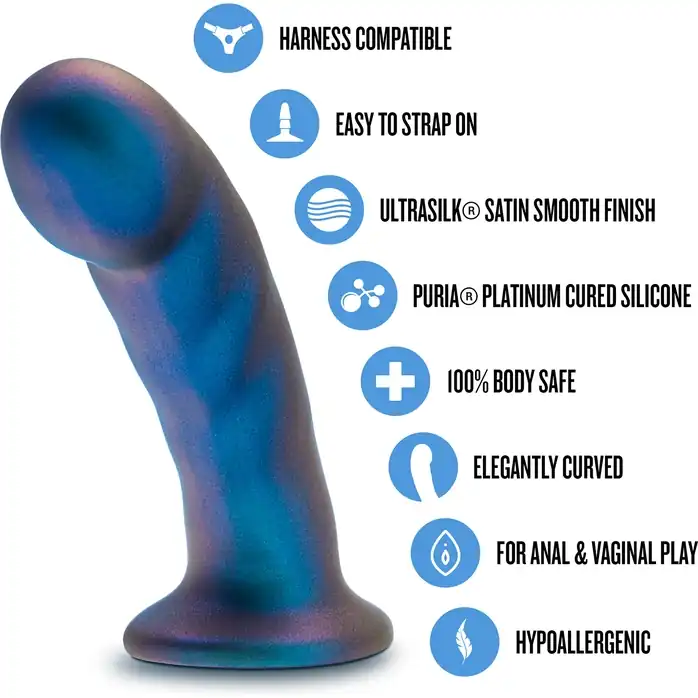Синяя насадка-фаллоимитатор Rebellion 5.75 Inch Pegging Dildo - 14,6 см - Temptasia. Фотография 5.