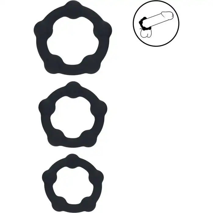Набор из 3 эрекционных колец Beaded Silicone Cockring Set - Levelz