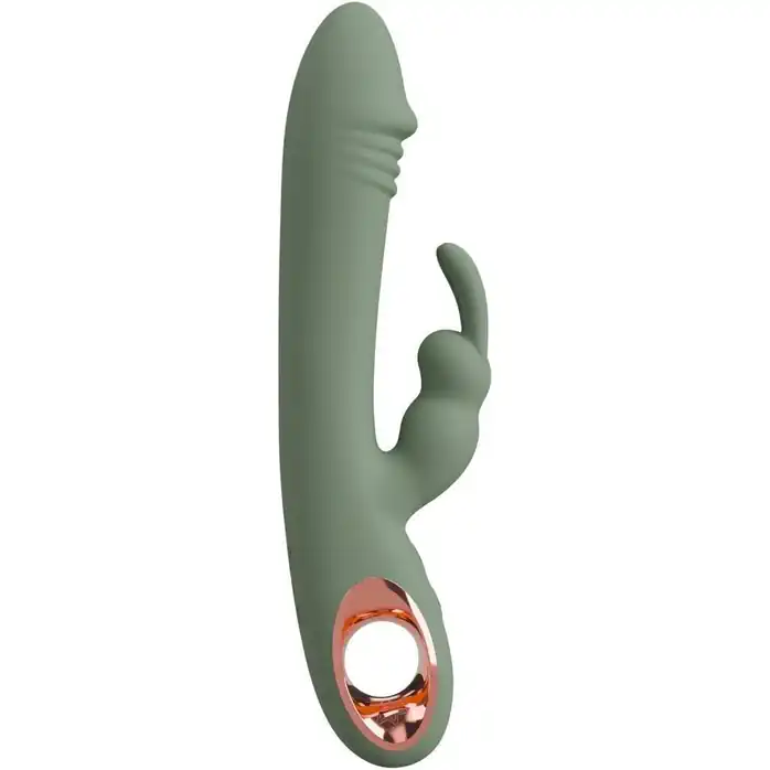 Оливковый вибратор-кролик Slim Rabbit Olive - 21,4 см - You2Toys