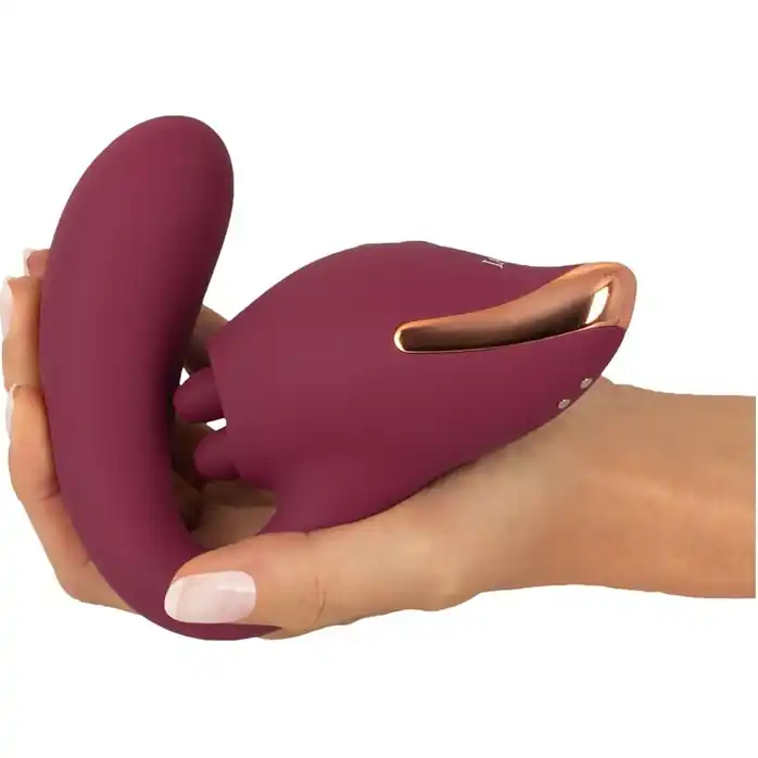 Малиновый вибратор с подвижными язычками 2 Function Vibrator - 20,6 см - JAVIDA. Фотография 10.