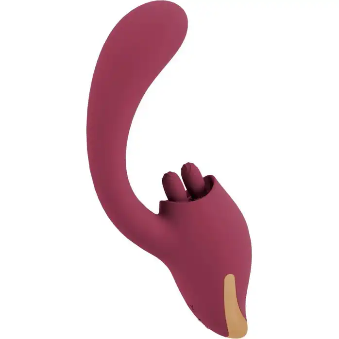 Малиновый вибратор с подвижными язычками 2 Function Vibrator - 20,6 см - JAVIDA
