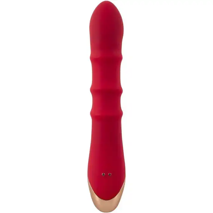 Красный вибратор-кролик с 3 подвижными кольцами Rabbit Vibrator with 3 Moving Rings - 23,7 см - You2Toys. Фотография 4.