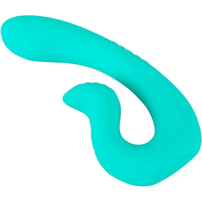 Бирюзовый вибратор NAIRA Dual Heads Vibrator - 17,5 см - Beau coeur. Фотография 5.