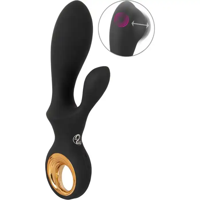 Черный вибратор-кролик с функцией расширения Inflatable Rabbit Vibrator - 18,3 см - Eternal. Фотография 3.