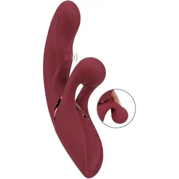 Малиновый вибратор-кролик с функцией постукивания 2 Function Rabbit Vibrator - 22,3 см - JAVIDA. Фотография 4.