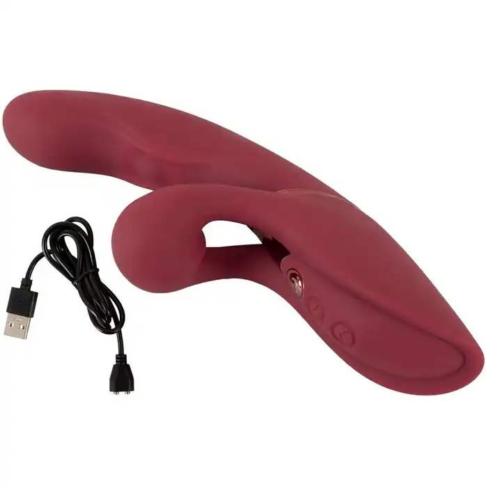Малиновый вибратор-кролик с функцией постукивания 2 Function Rabbit Vibrator - 22,3 см - JAVIDA. Фотография 8.