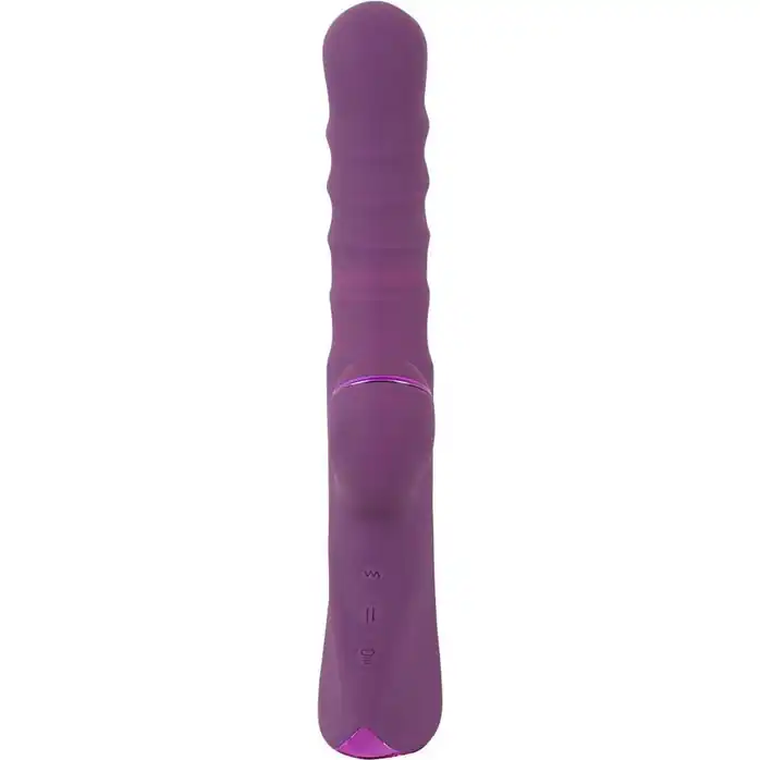 Фиолетовый вибратор-кролик с функцией постукивания и фрикциями 3 Function Rabbit Vibrator - 23,7 см - JAVIDA. Фотография 5.
