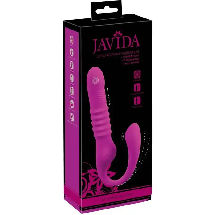 Лиловый вибратор 3 Function Vibrator с функцией фрикций и постукиванием - JAVIDA. Фотография 2.