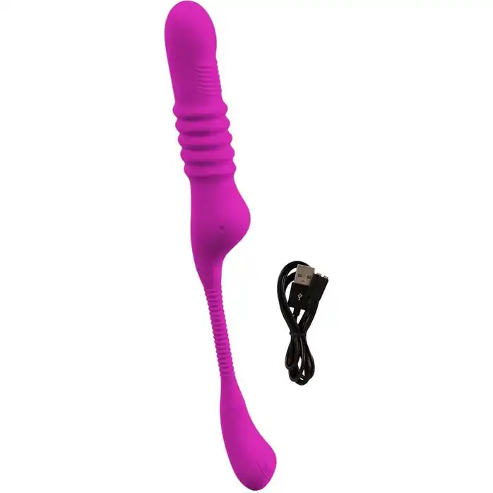 Лиловый вибратор 3 Function Vibrator с функцией фрикций и постукиванием - JAVIDA. Фотография 11.