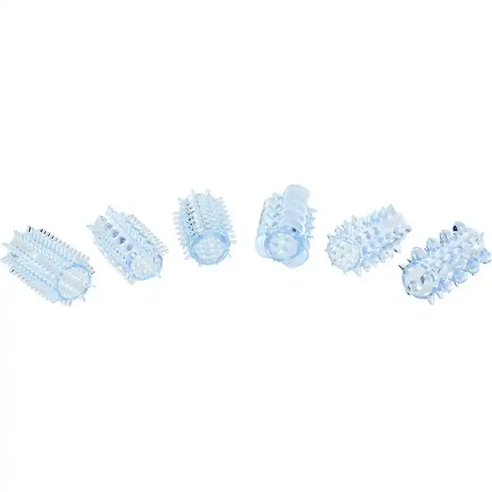 Набор из 6 голубых насадок на пенис POWER PENIS SLEEVE SET - Manpower
