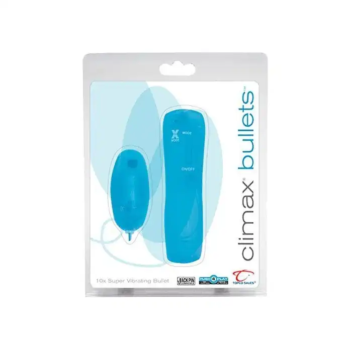 Голубое виброяйцо Climax Bullets 10x Super Vibrating Bullet - 10 см - Climax. Фотография 3.