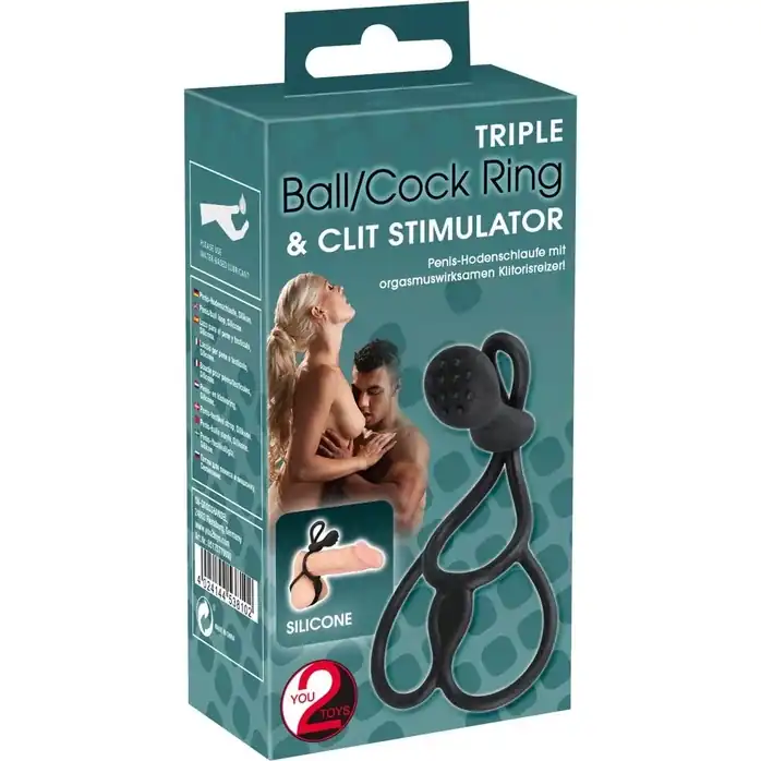 Кoльцо для пениса и мошонки Triple с клиторальным стимулятором - You2Toys. Фотография 4.