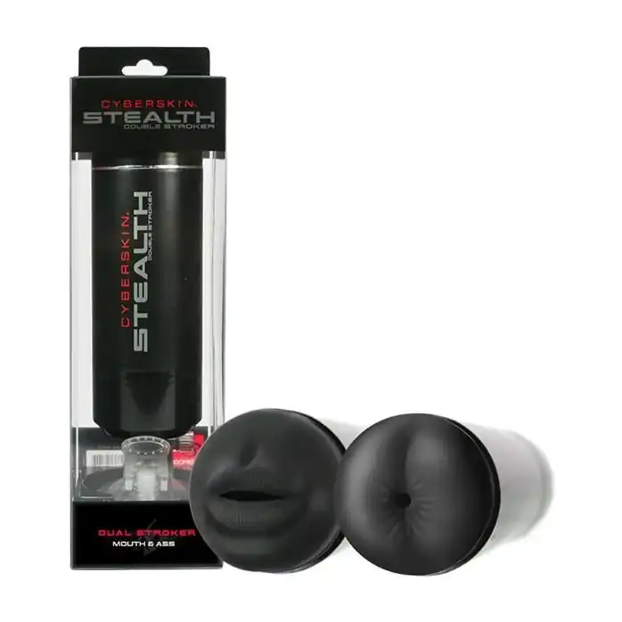 Двусторонний мастурбатор CyberSkin Stealth Double Stroker - ротик и попка - CyberSkin