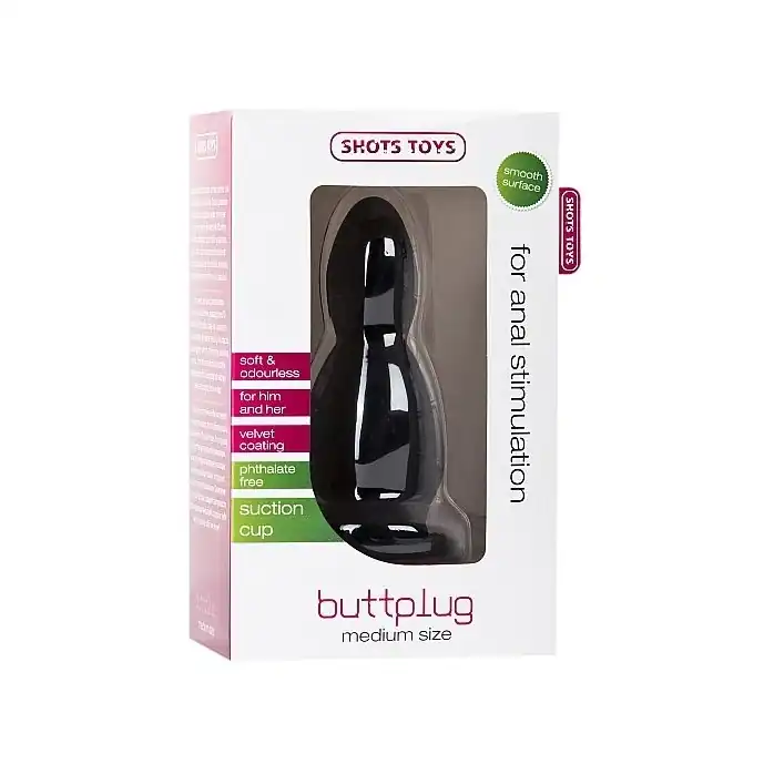 Чёрная анальная пробка Buttplug Medium - 11,4 см - Shots Toys. Фотография 2.
