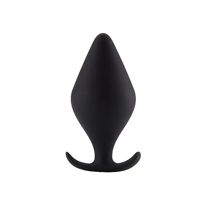 Чёрная анальная пробка Butt Plug with Handle Large - 13,1 см. - Shots Toys