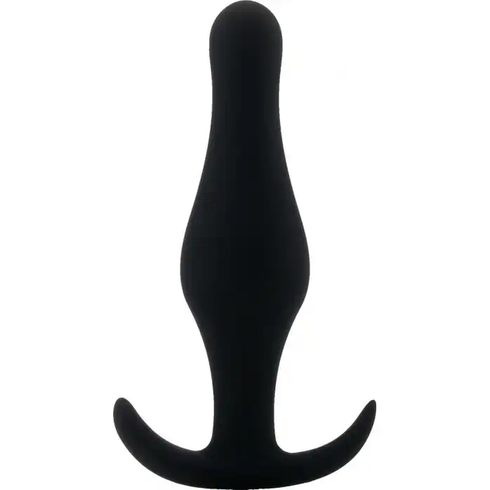 Чёрная анальная пробка Butt Plug with Handle Medium - 12,6 см - Shots Toys