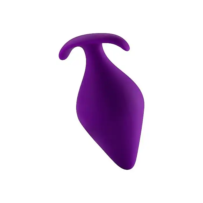 Фиолетовая анальная пробка Butt Plug with Handle Medium - 12 см - Shots Toys. Фотография 2.