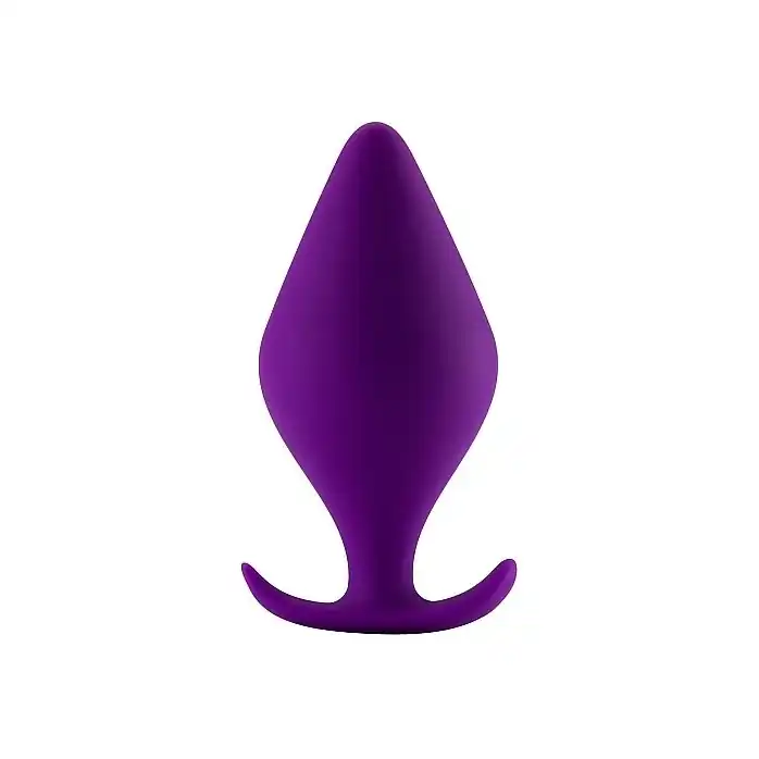 Фиолетовая анальная пробка Butt Plug with Handle Medium - 12 см - Shots Toys
