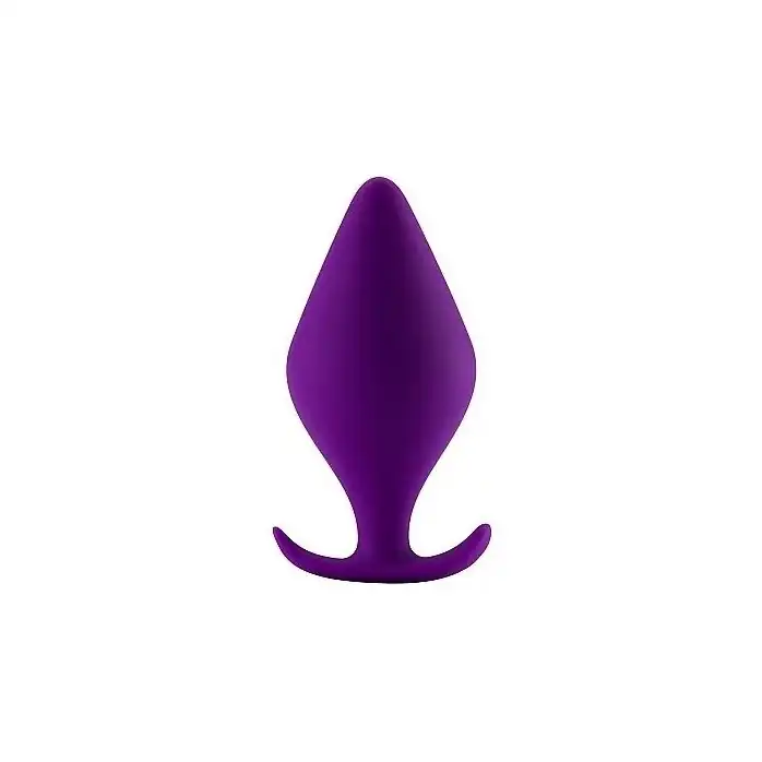 Фиолетовая анальная пробка Butt Plug with Handle Small - Shots Toys