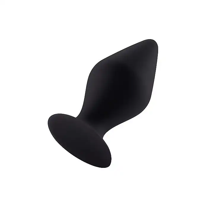 Чёрная большая анальная пробка Butt Plug with Suction Cup Large - Shots Toys. Фотография 2.