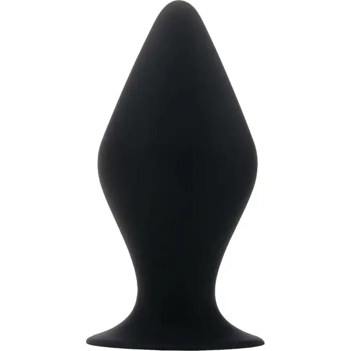 Чёрная большая анальная пробка Butt Plug with Suction Cup Large - Shots Toys
