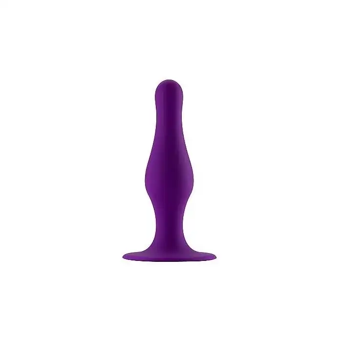 Фиолетовая анальная пробка Butt Plug with Suction Cup Small - Shots Toys
