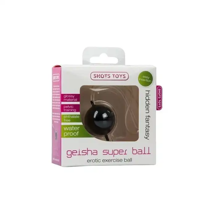 Чёрный вагинальный шарик Geisha Super Ball - Shots Toys. Фотография 2.