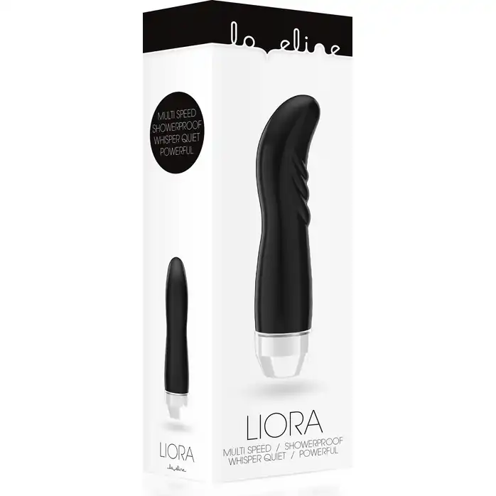 Чёрный вибратор Liora с изогнутой головкой - 15,1 см - Loveline. Фотография 3.