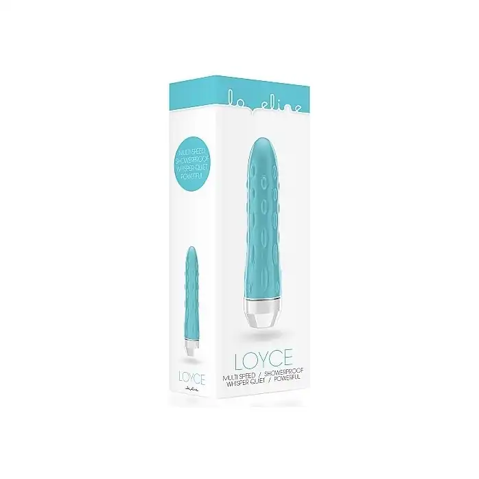 Бирюзовый вибратор Loyce с шишечками по всей длине - 14,8 см - Loveline. Фотография 3.