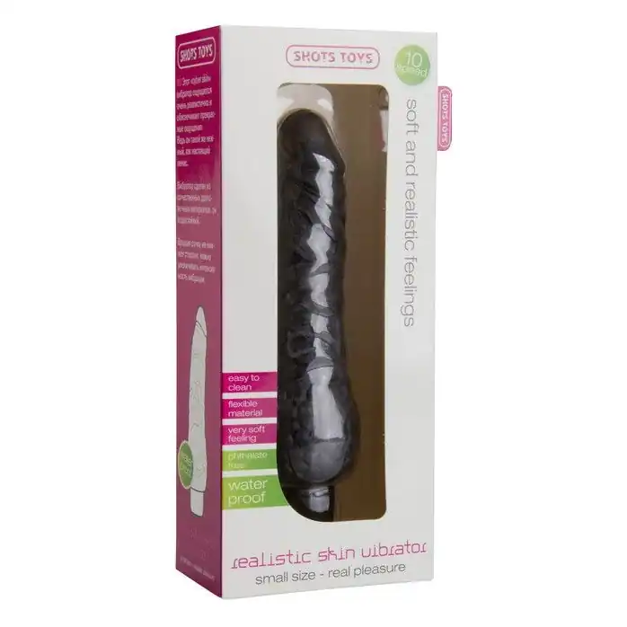 Чёрный вибратор-реалистик Realistic Skin Vibrator Small - 16,3 см - Shots Toys. Фотография 2.