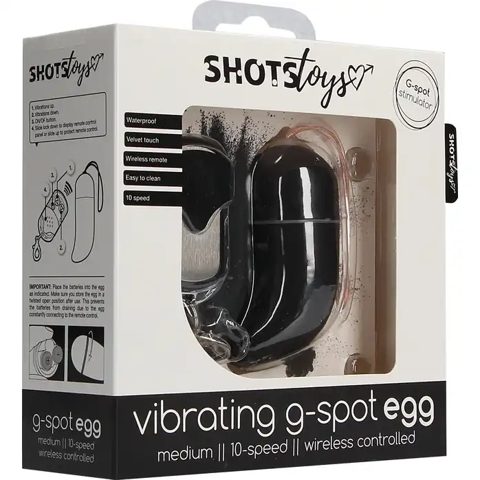 Чёрное радиоуправляемое виброяйцо Vibrating G-spot Egg medium - Shots Toys. Фотография 6.