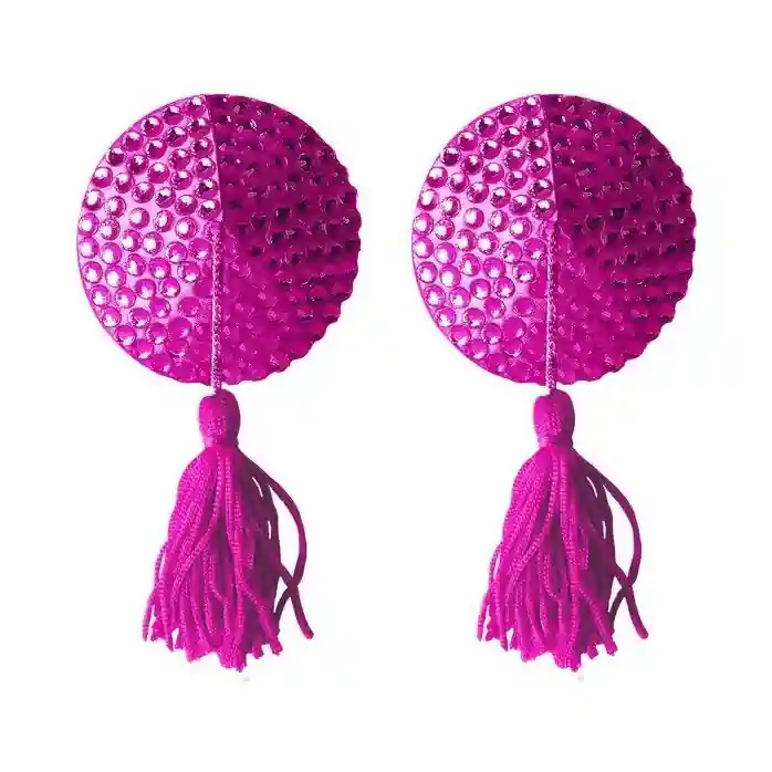 Розовые круглые пестисы Nipple Tassels Round - Ouch!