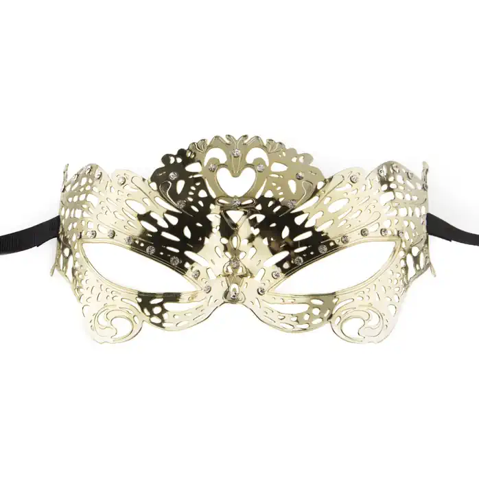 Золотистая металлическая маска Butterfly Masquerade Mask - Ouch!