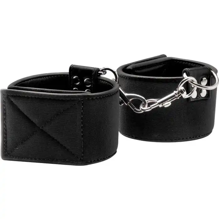 Чёрные двусторонние наручники Reversible Wrist Cuffs - Ouch!. Фотография 3.