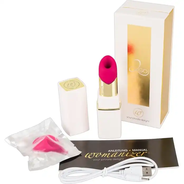 Бесконтактный стимулятор клитора в форме помады Womanizer W-260 2GO в белом корпусе. Фотография 4.