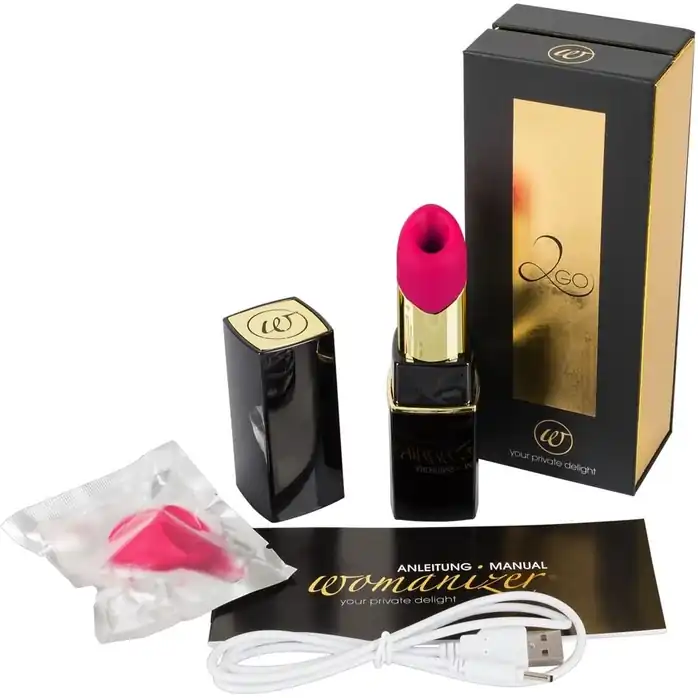 Бесконтактный стимулятор клитора в форме помады Womanizer W-260 2GO в чёрном корпусе. Фотография 4.