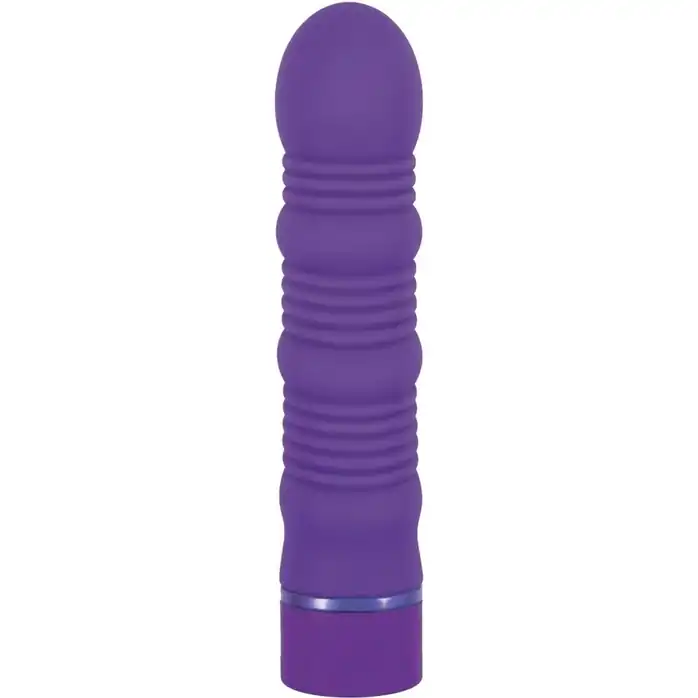 Фиолетовый ребристый вибромассажёр Maxx Power Vibe - 19 см - Power Play