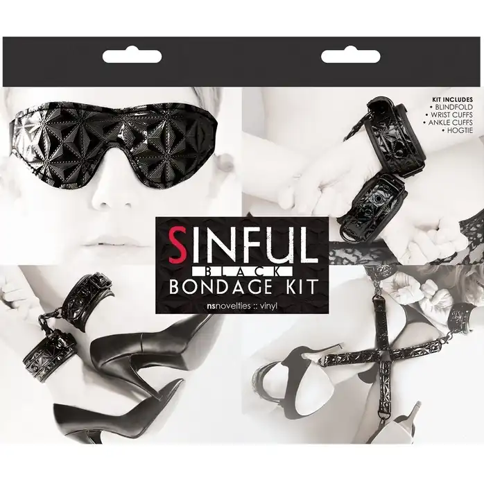 Чёрный набор для бондажа Bondage Kit - Sinful. Фотография 2.