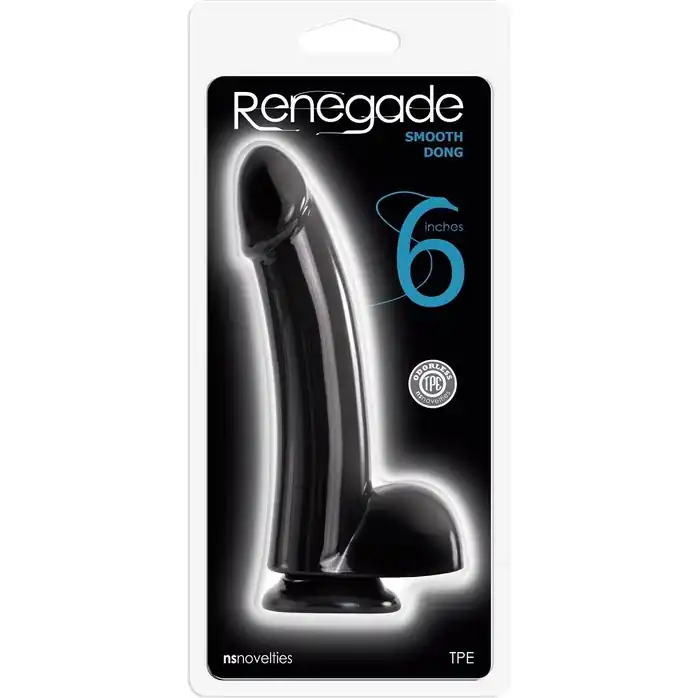 Чёрный фаллоимитатор на присоске 6 Smooth Dong - 17 см - Renegade. Фотография 2.