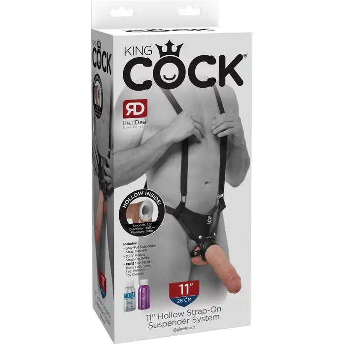 Страпон-система с телесной насадкой 11 Hollow Strap-On Suspender System - 28 см - King Cock. Фотография 4.